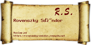 Rovenszky Sándor névjegykártya